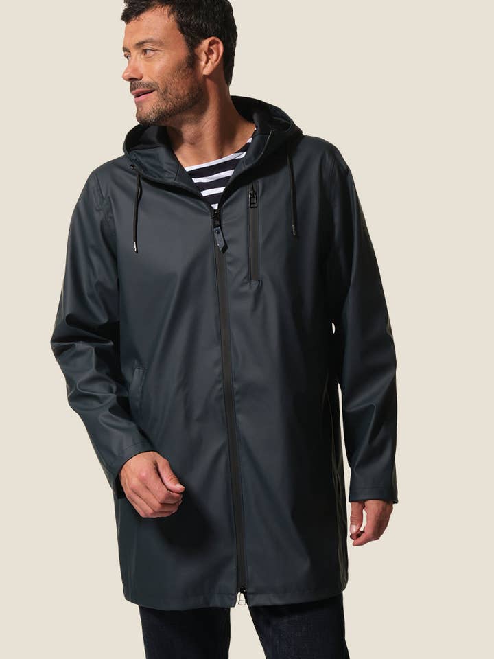 D52EROS, Herre 3/4 lynlås hætte regnfrakke for engroshandel hos Hublot Mode Marine