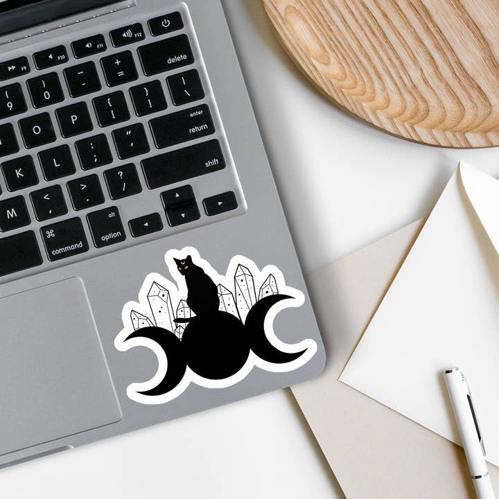 Rebel and Siren Stickers - Wholesale Sticker - Black Cat | Witch | Moon | Waterproof Sticker | 3"1