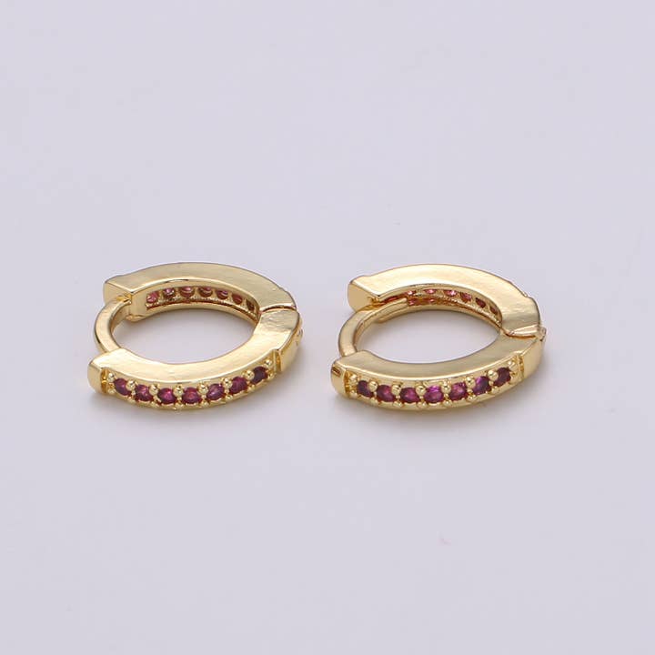 Aim Eternal - Wholesale Huggie Earrings - 1 pair Minimalist CZ Huggie Hoops in Gold 12mm Clicker Hoops2