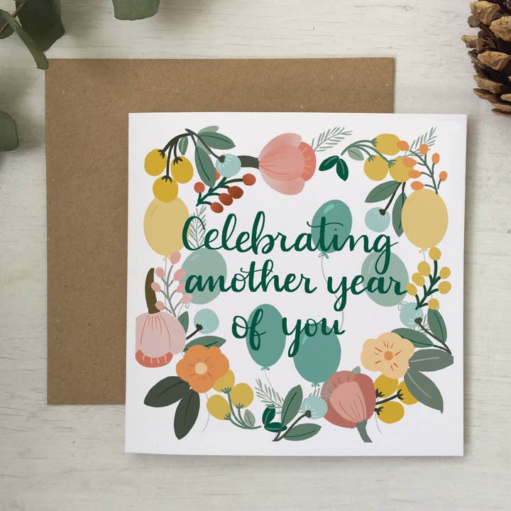 Birthday card, calligraphy celebrating another year of you for wholesale by And Hope Designs - Cards, Stickers & Stationery
