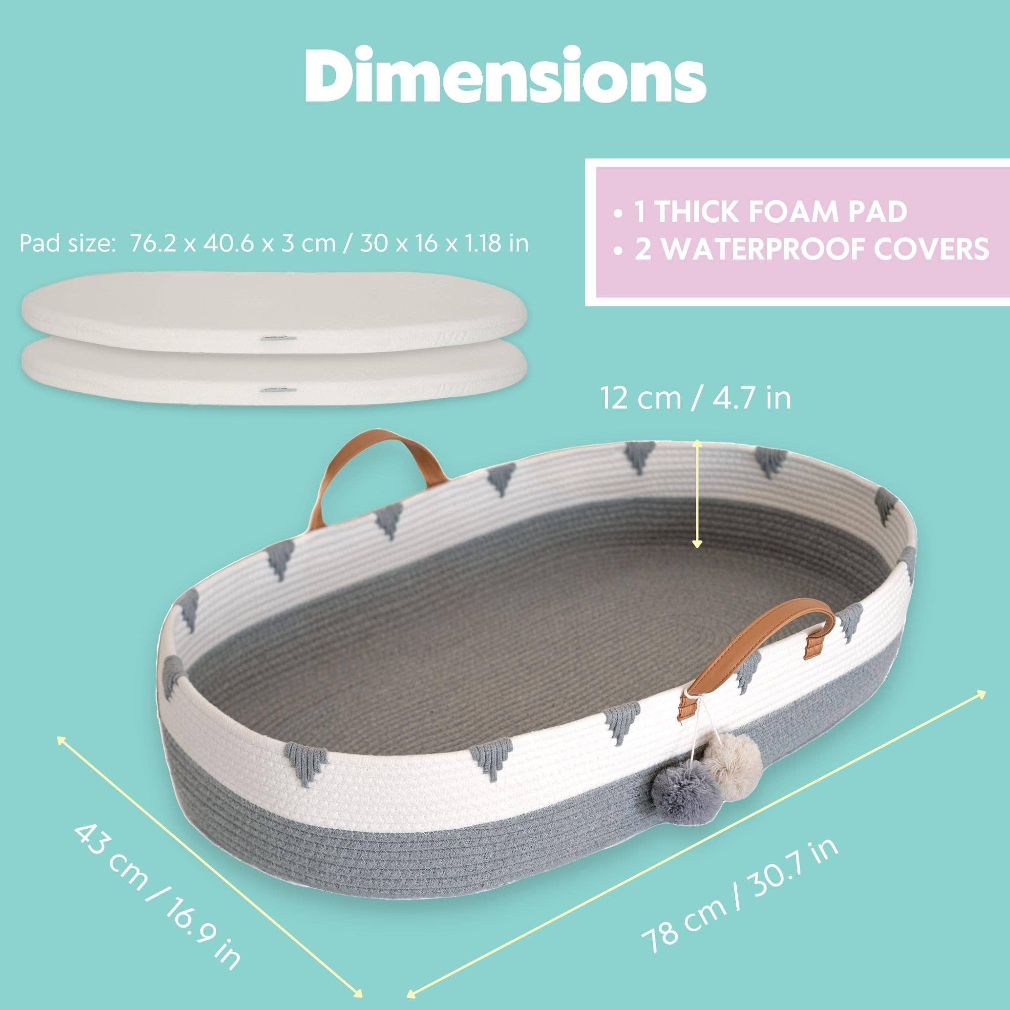 Vesta Baby - Wholesale Changing Basket - Baby - Baby Changing Basket Cotton Rope Portable Newborn Mat - Grey5