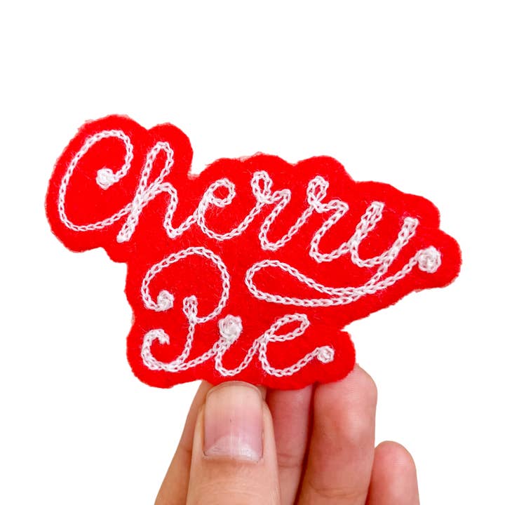 Custom Phrase Patch - White on Red for wholesale by Contrarium Chainstitch