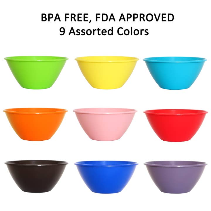 Youngever - Wholesale Bowl - Youngever 9 Pack 22OZ Plastic Cereal Soup Bowls - Rainbow3
