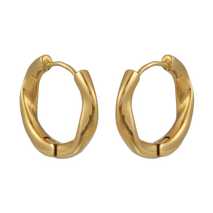 ARIDAMA Gold: Mid-Size Vintage Inspired Twisted Hoop Earrings for wholesale by HACKNEY NINE