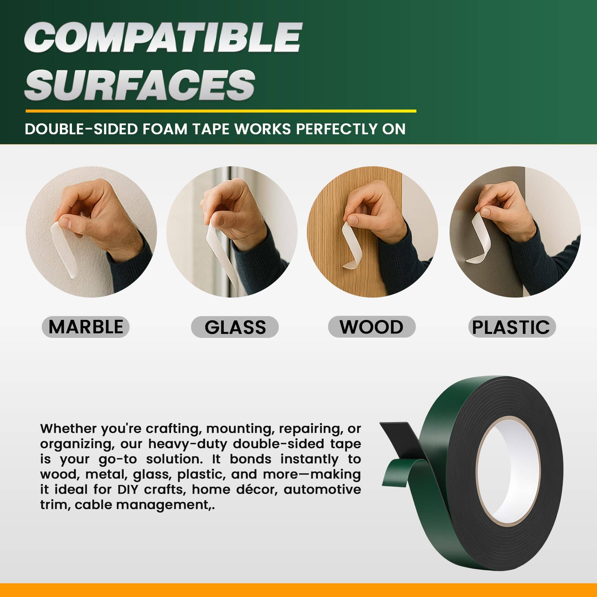 Ledsone – wholesale Tape – LEDSone Black 2.4cm x 5m Heavy Duty Waterproof Double Sided Tape ~62577