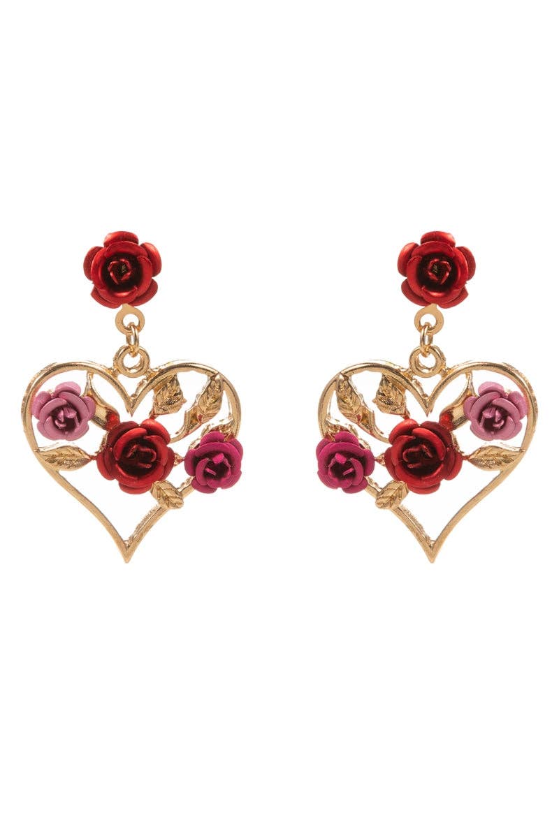 GD Boucles d'oreilles roses en métal couleur cœur de la Saint-Valentin en vente sur Faire1