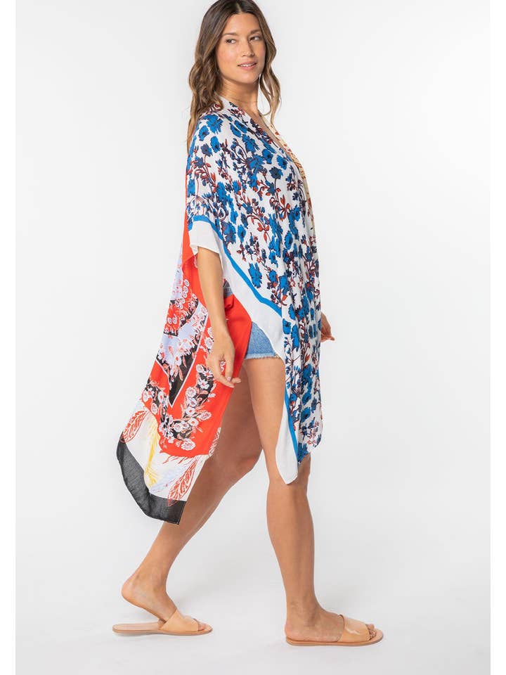 Lovestitch - Wholesale Kimono - Women's - Floral Multi Bohemian Open Front Kimono3