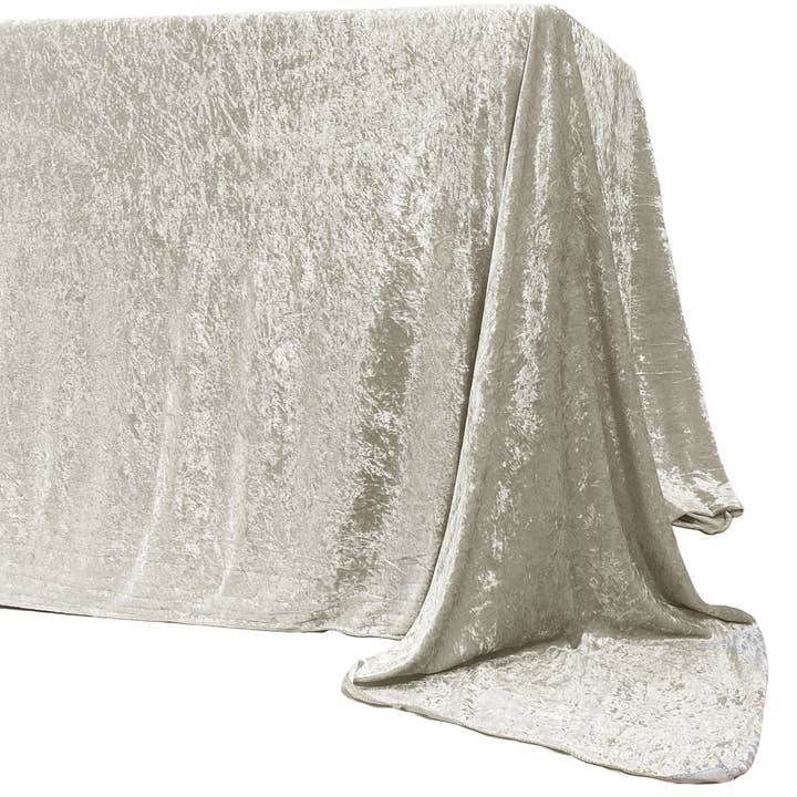 YOUR CHAIR COVERS - Wholesale Tablecloth - 90 x 156 Inch Rectangular Crushed Velvet Tablecloth Ivory1