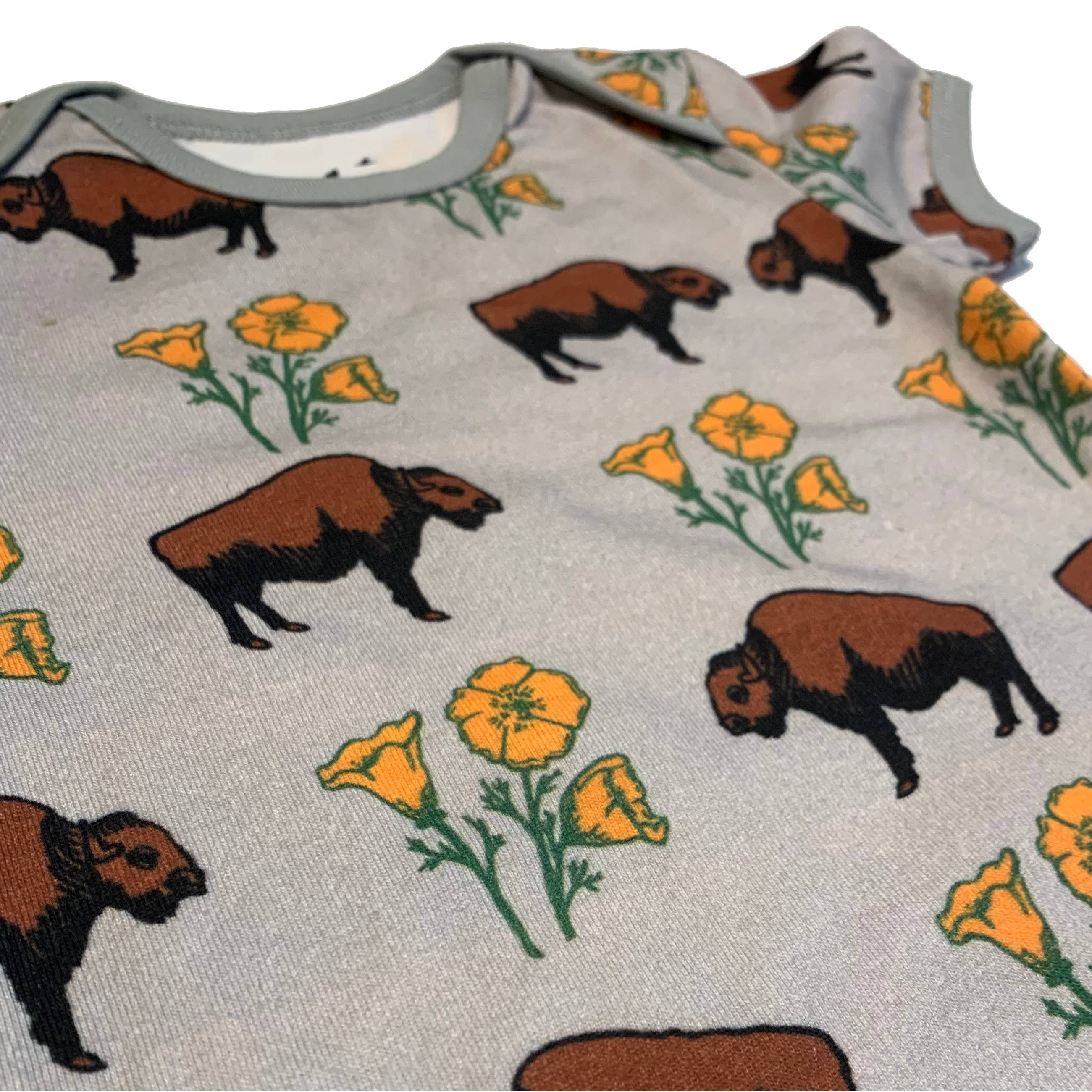 Animal Instincts - Wholesale Bodysuit (Non-Footed) - Baby - Buffalo Poppy Cotton Baby Onesie1