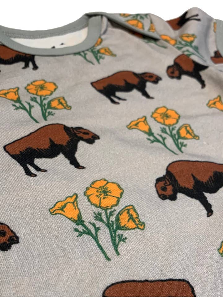 Animal Instincts - Wholesale Bodysuit (Non-Footed) - Baby - Buffalo Poppy Cotton Baby Onesie1