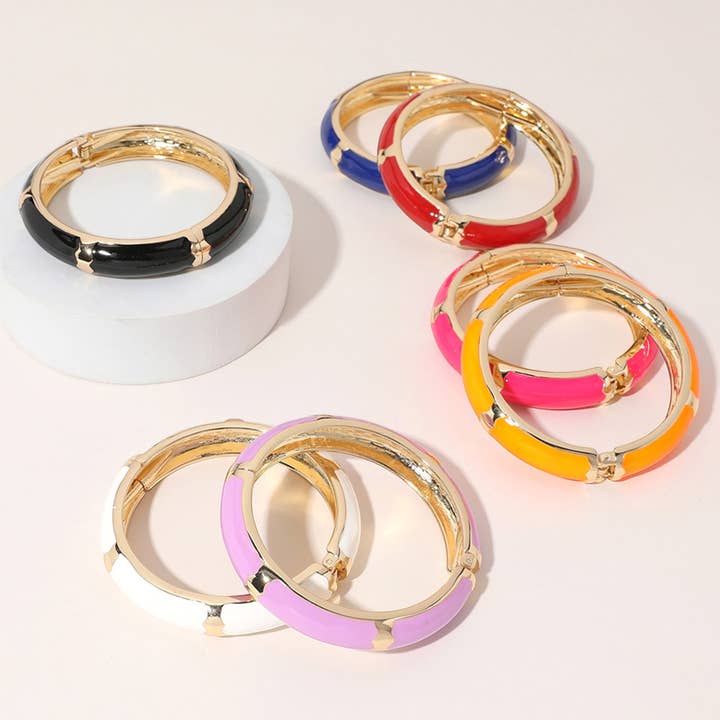 Gold Plated Enamel Hinged Bangle Bracelet
for wholesale by Sensibling Corp.