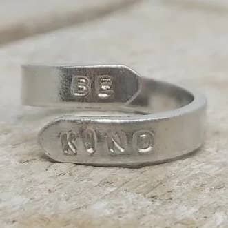 Be Kind Silver Thumb Ring for wholesale by benny and the moo