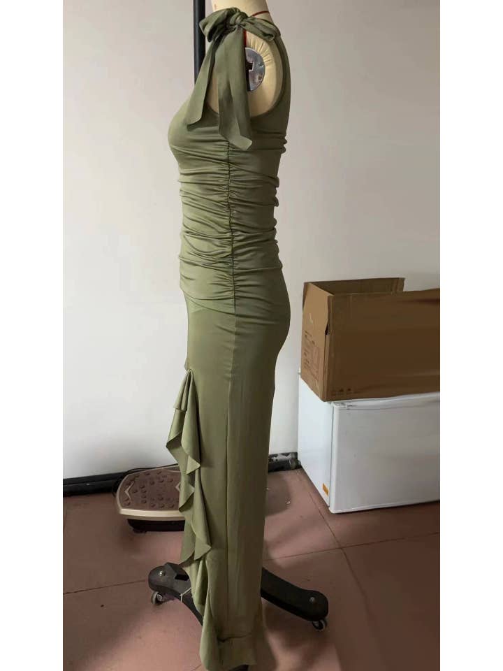 Rosa Clothing - Wholesale Dress - Women's - Western Cowgirl Coachella Ruffled Slit Dress
