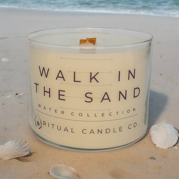 Ritual Candle Co. - Wholesale Jar/Filled Candle - "Walk In The Sand" Coco Apricot Wax Wood Wick Candle