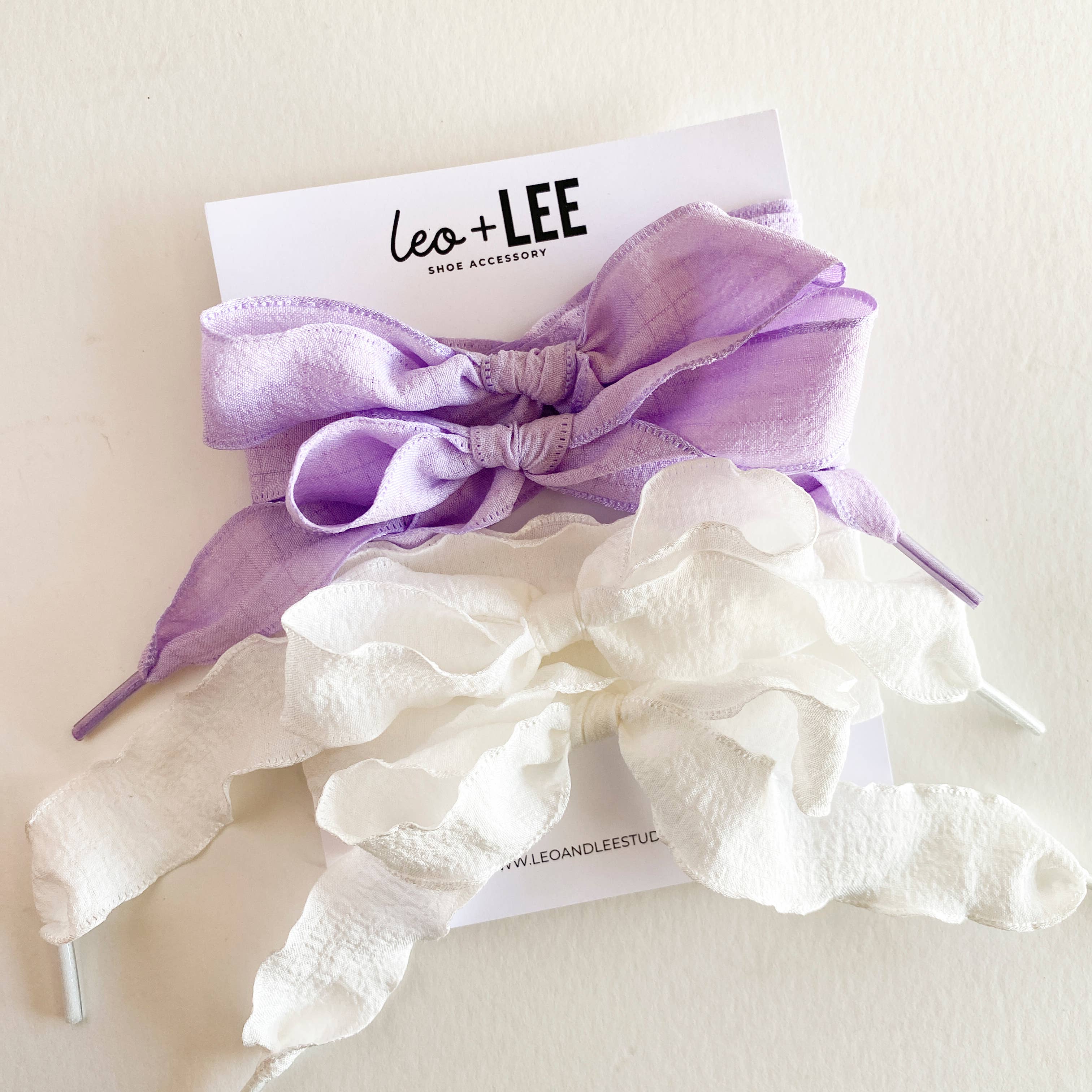 Leo & Lee Studio - Wholesale Shoelaces - Women's -  Gingham Shoe Lace Sets– Ribbon Bow Shoe Accessories1