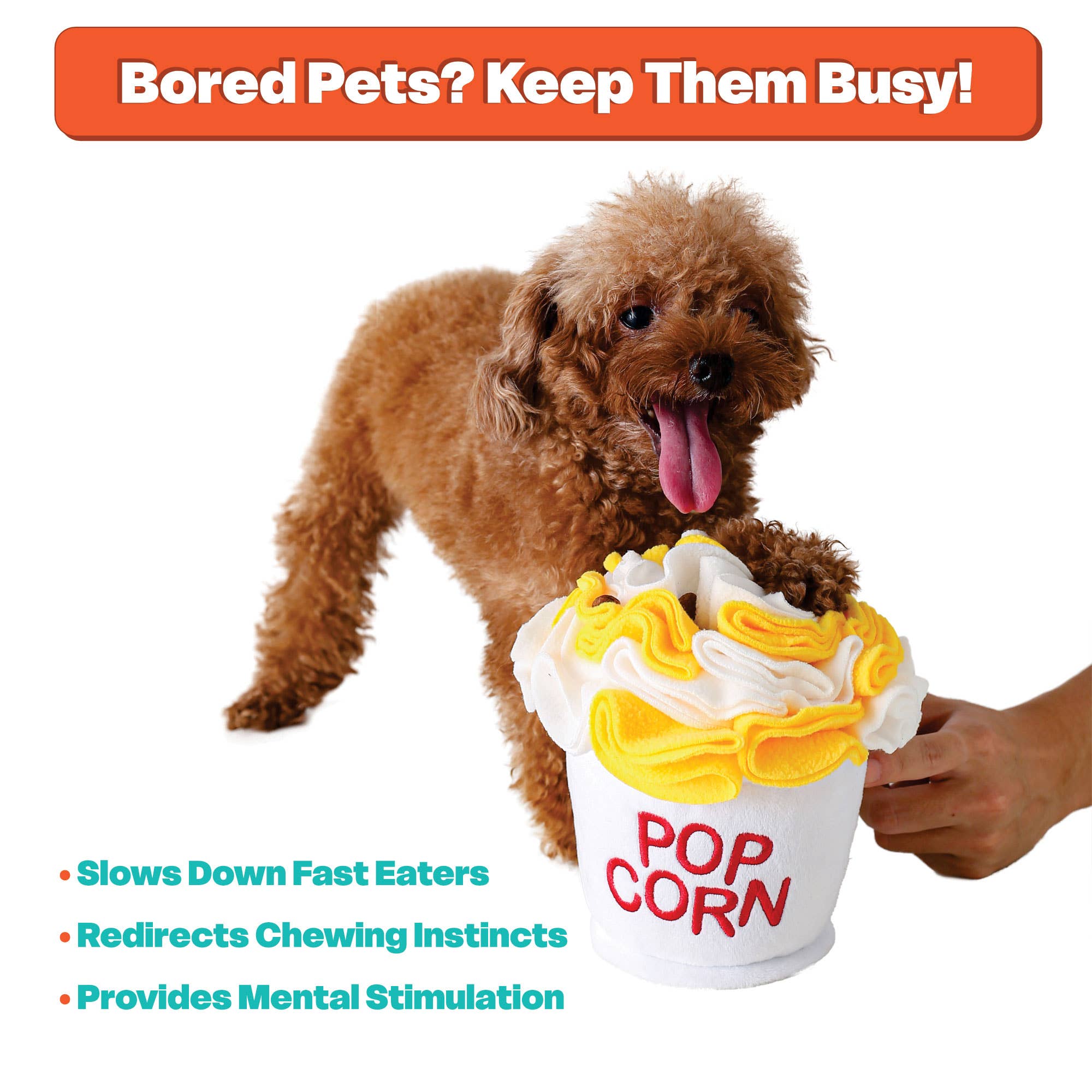 LUFTPETS - Wholesale Pet Plush Toy - Dog - Crinkly Popcorn Snuffle Toy – Treat Puzzle for Dogs & Cats3