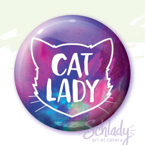 Cat Lady Cat Head - Button Pin for wholesale by Schlady