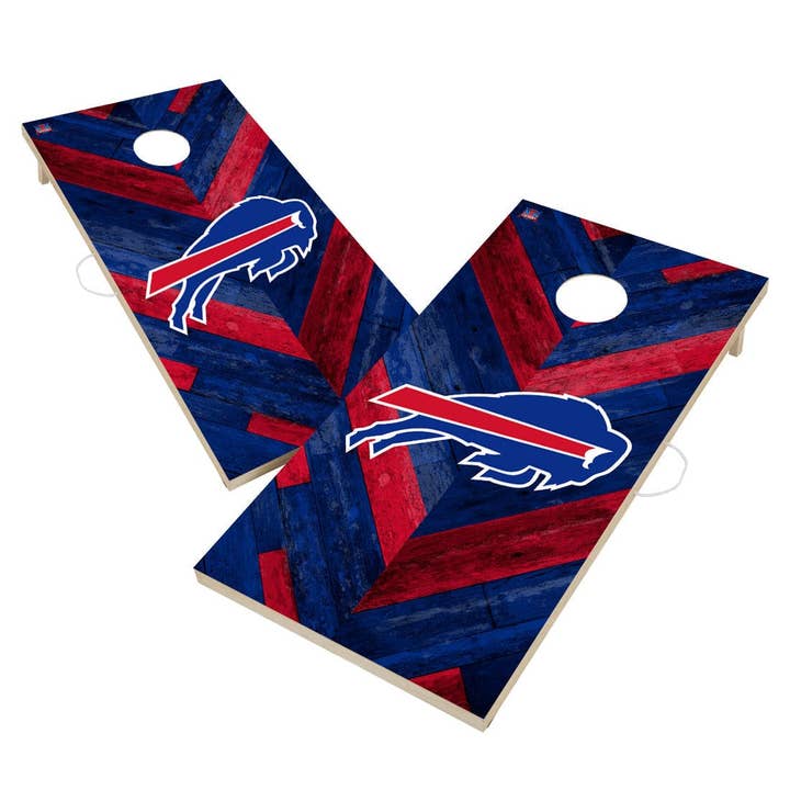 Buffalo Bills NFL Cornhole Board Set - Herringbone Design for wholesale by Skip's Garage