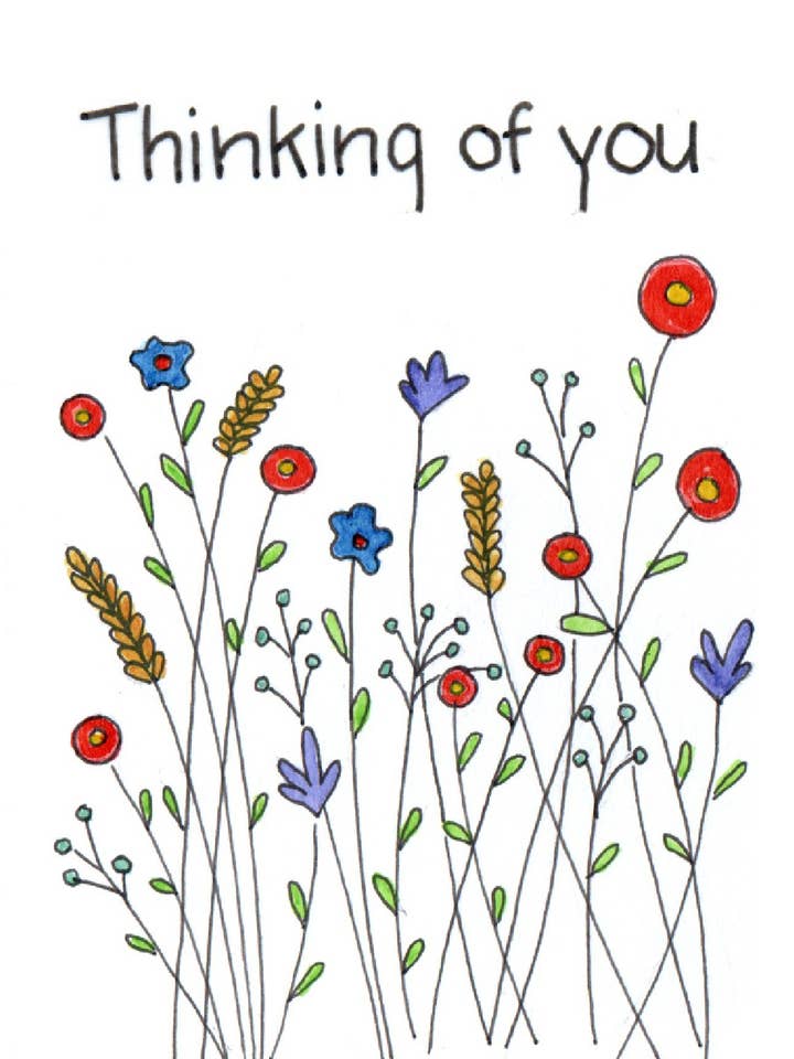 Love and Friendship Greeting Card "Thinking of You" for wholesale by Sue Gross Design Studio