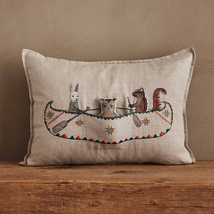 Friends Canoe Pocket Pillow for wholesale by Coral & Tusk
