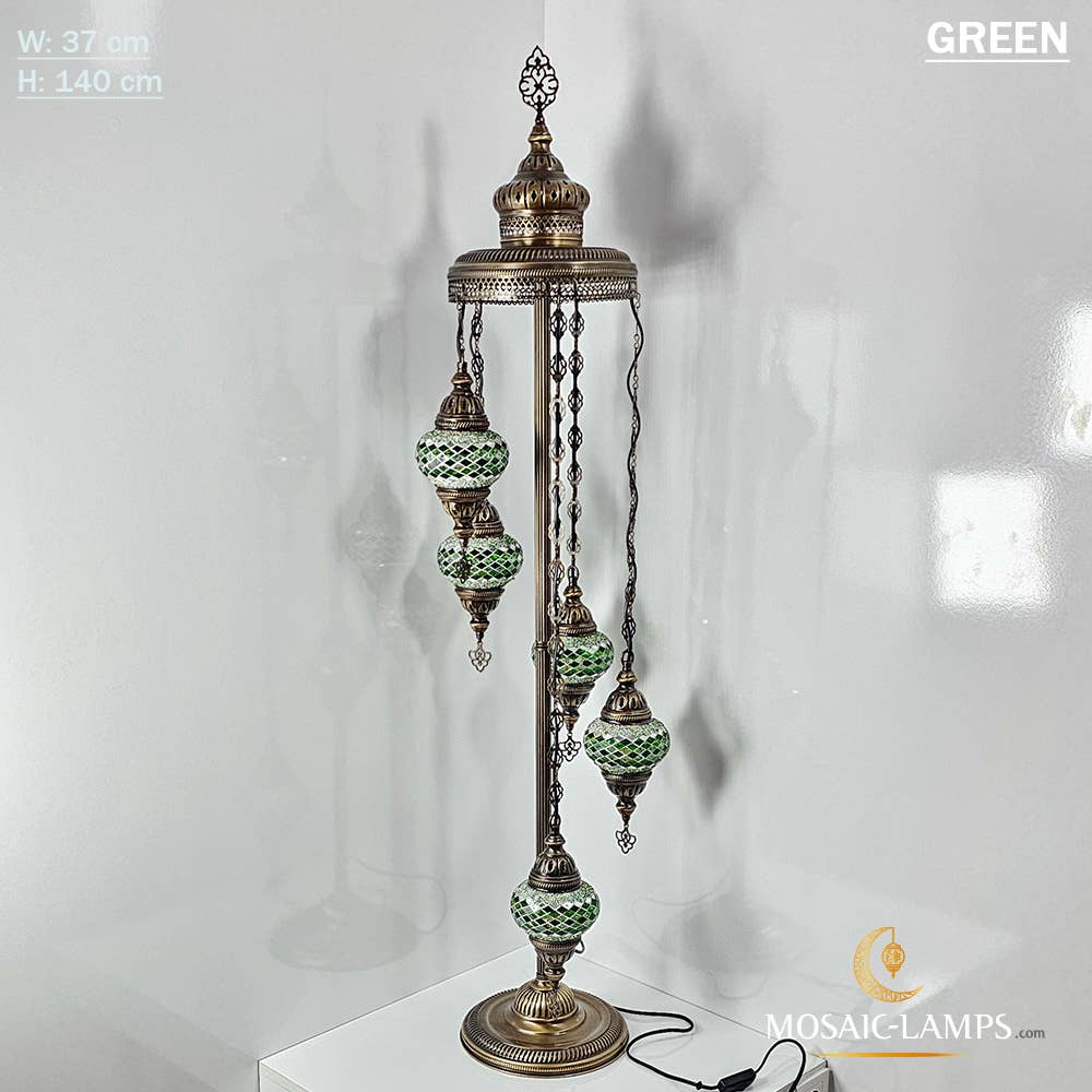 Mosaic Lamps - Wholesale Floor Lamp - 5 Globe Mosaic Floor Lamps, Medium Ball Turkish Mosaic Bedsi5