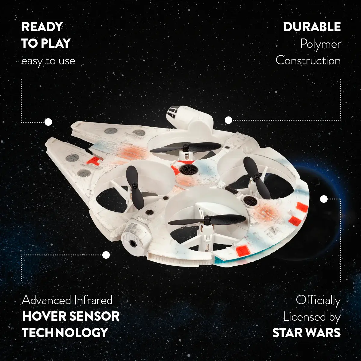 World Tech Toys - Venta al por mayor Avión de juguete - Niños - Dron de Detección de Movimiento del Halcón Milenario de Star Wars2