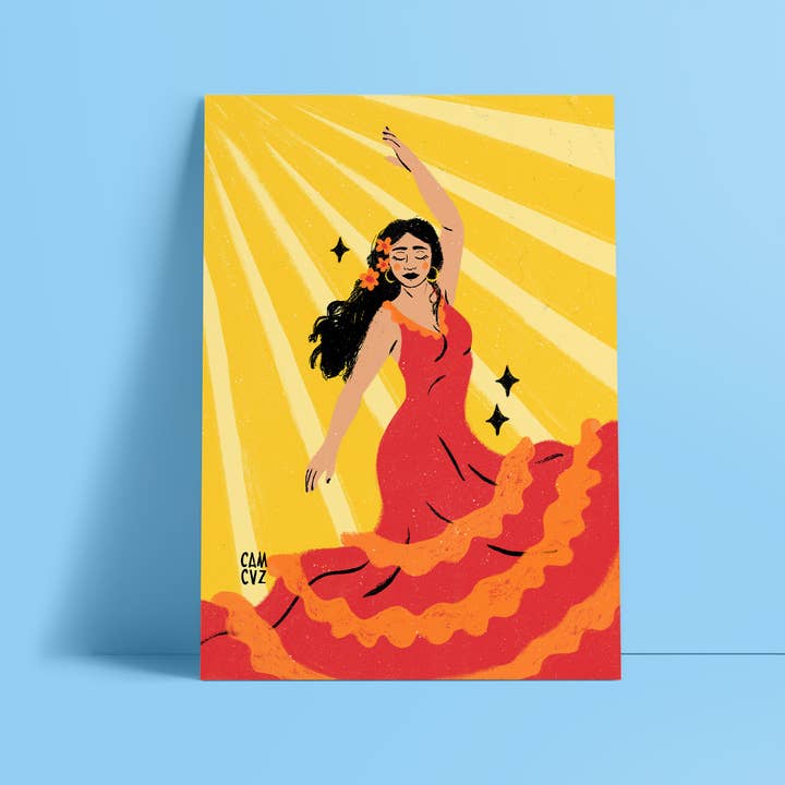 Camille Cauvez illustration et papeterie - Wholesale Poster - Flamenco dancer poster | Spanish dancer Spain