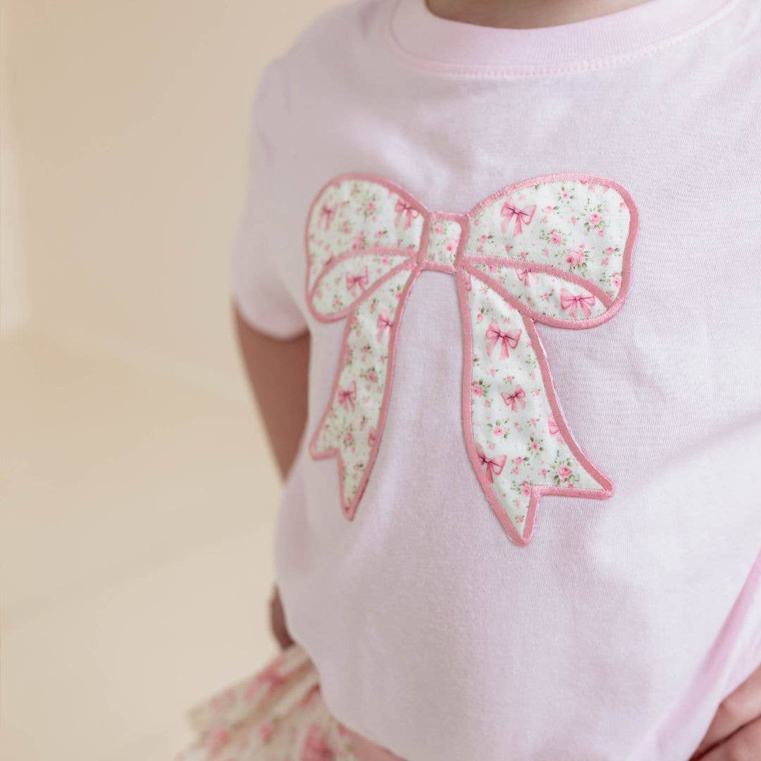 Sweet Wink - Wholesale T-Shirt - Kids - Ditsy Floral Bow Patch Short Sleeve T-Shirt - Spring 20263