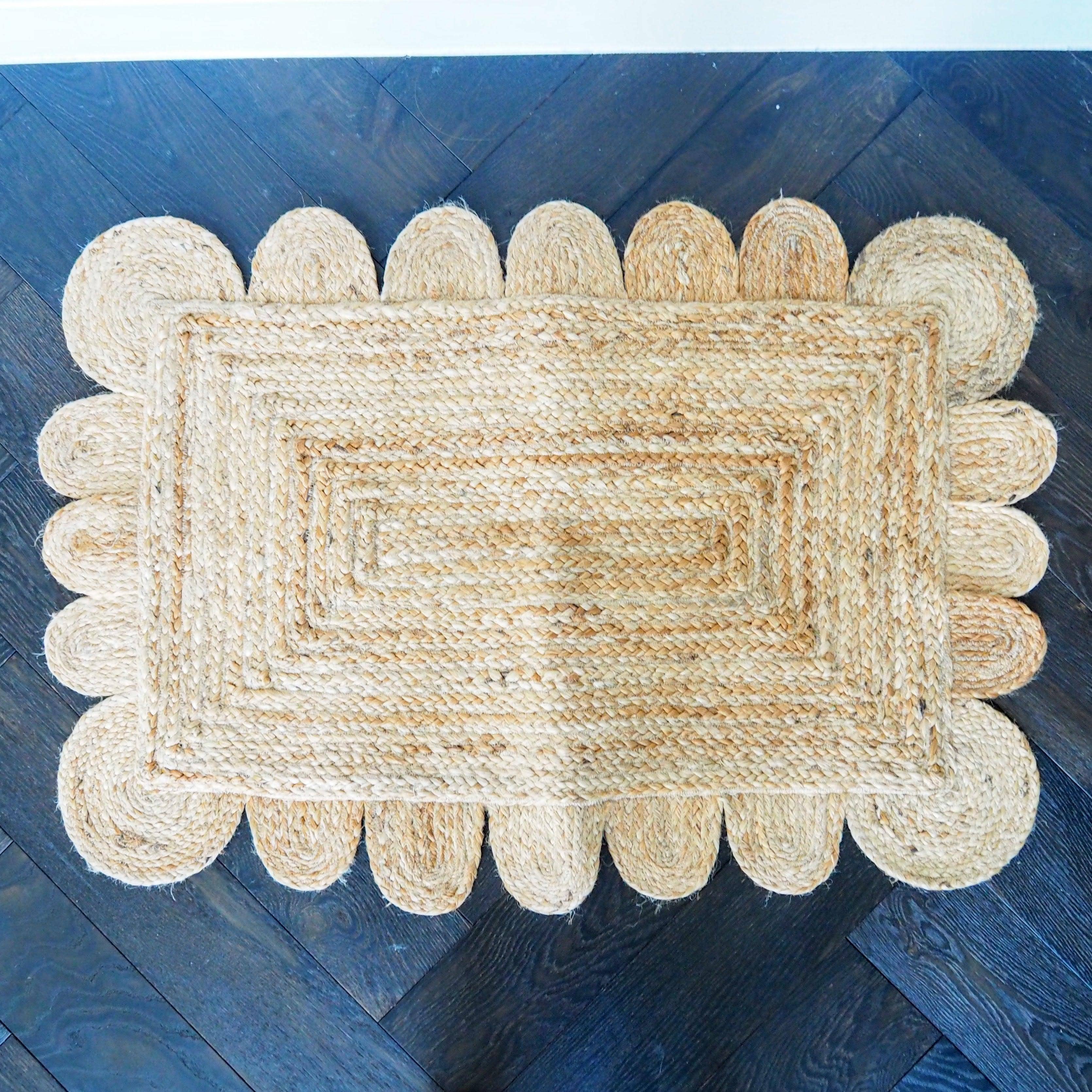 Maia Homes - Wholesale Area Rug - Handmade Mini Scalloped Jute Rug 2' x 3'2
