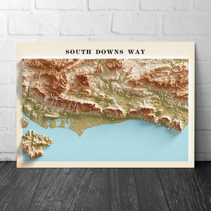 South Downs Way Trail Map Print – Winchester to Eastbourne for wholesale by Printagonist