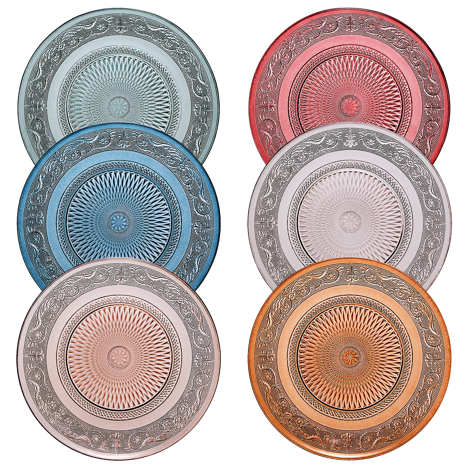 The Wine Savant /  Khen Glassware – wholesale Tallrikar – Vintage kristallfärgade tallrikar | Uppsättning av 6 tallrikar1