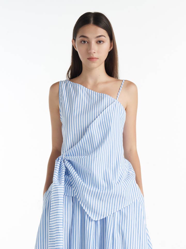 KHAUBYCQ - Top monospalla in lino di cotone a righe per la vendita all'ingrosso da parte di SGLOKAL