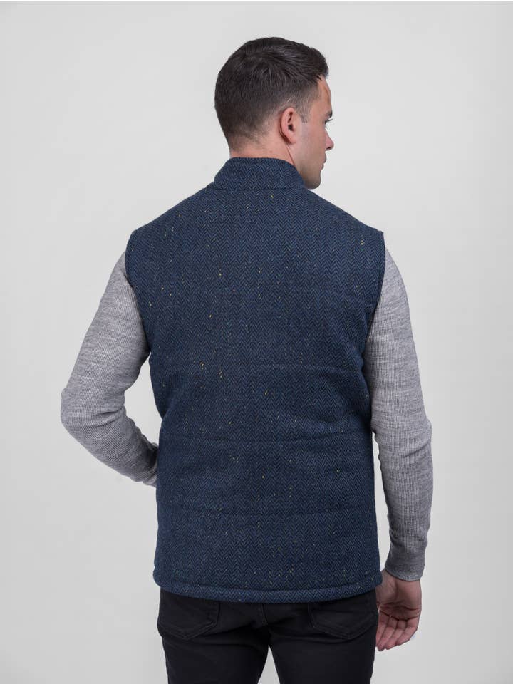 Blå Sildeben Blå kropsvarmer og vest med læderbeklædning for engroshandel på Faire5