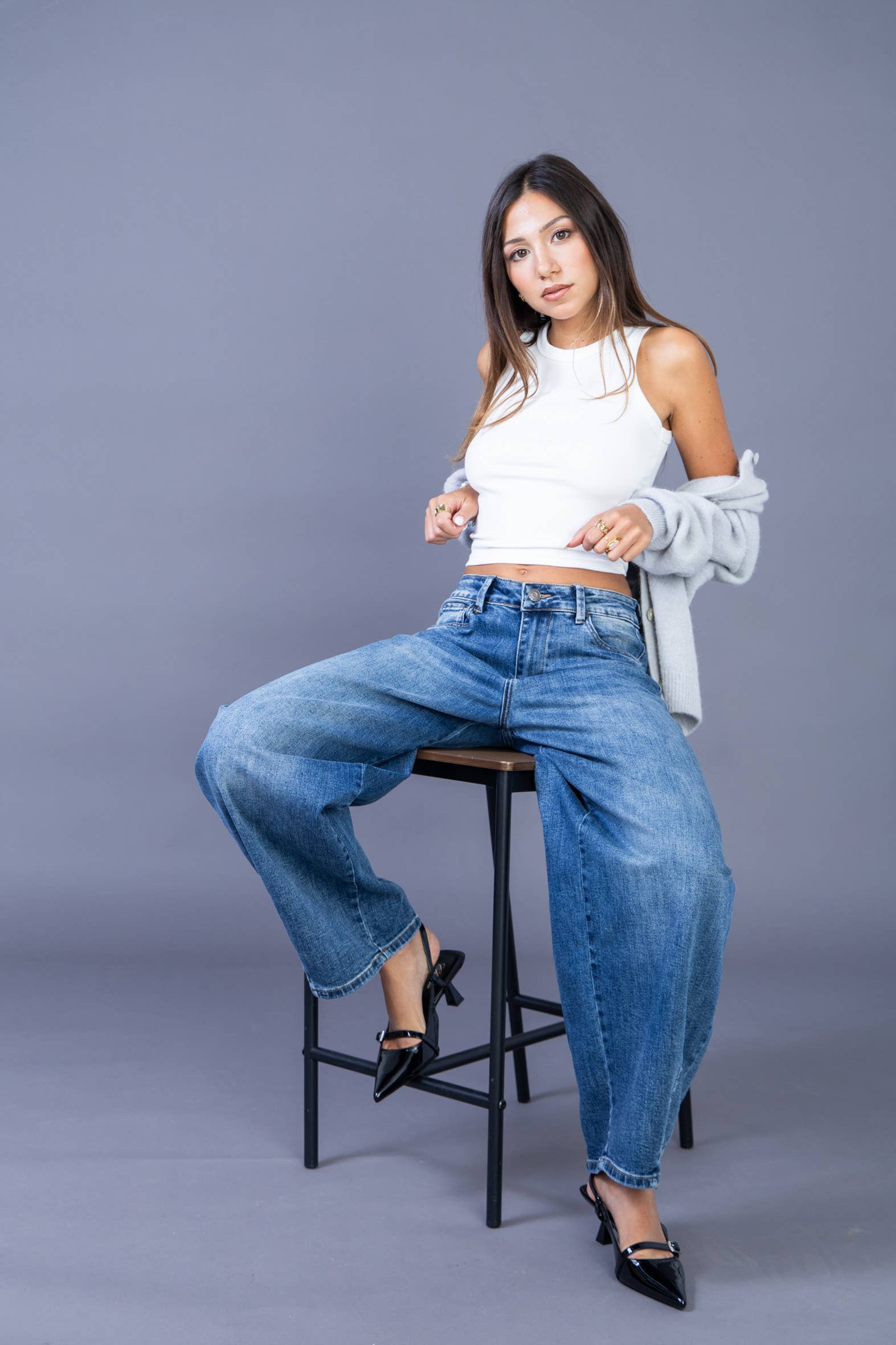 ANA & LUCY – calças de ganga - Mulher por atacado – Jean barril solto (Extra Balão) « Melina » - ANA & LUCY4