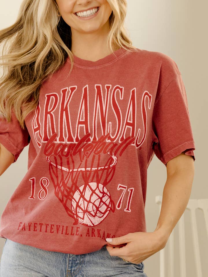 Arkansas Razorbacks Big Basketball Cardinal CC Tee for wholesale by LivyLu
