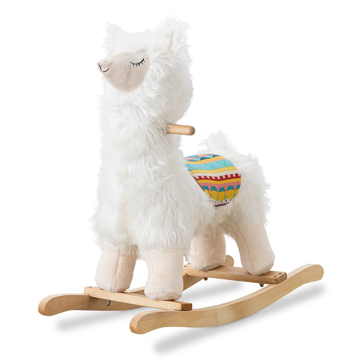 ShopBobbys - Wholesale Rocking Horse - Kids - JOON Lola Shaggy Hair Ride-On Llama Rocking Horse With Sound Effects, White2
