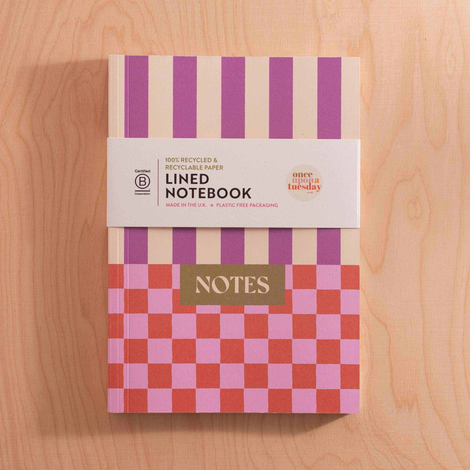 Good Tuesday (Once Upon a Tuesday) - Wholesale Notebook - A5 Lay Flat Notebook | Checks & Stripes | Lined4