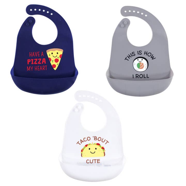 Hudson Baby Silicone Bibs, Pizza for wholesale by BabyVision