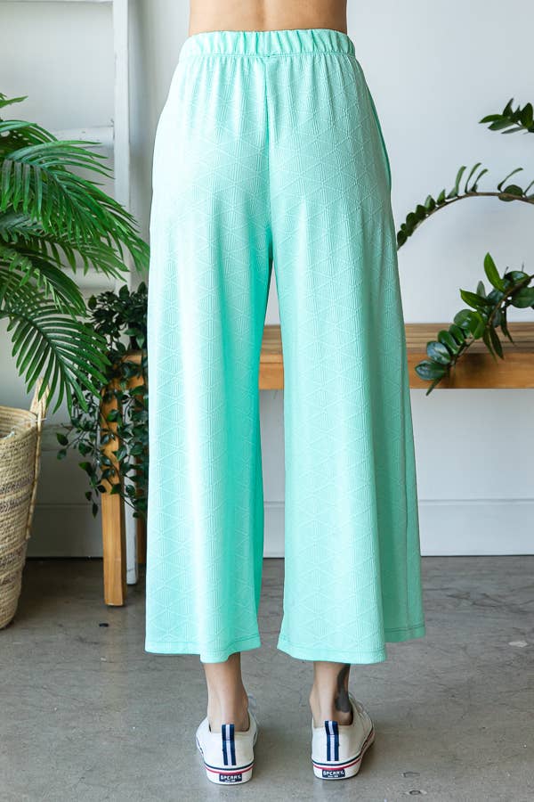 7th Ray - Wholesale Loungeset - Dames - Stevige Getextureerde Korte Mouw Wijde Pijpen Broek Lounge Set TP55044