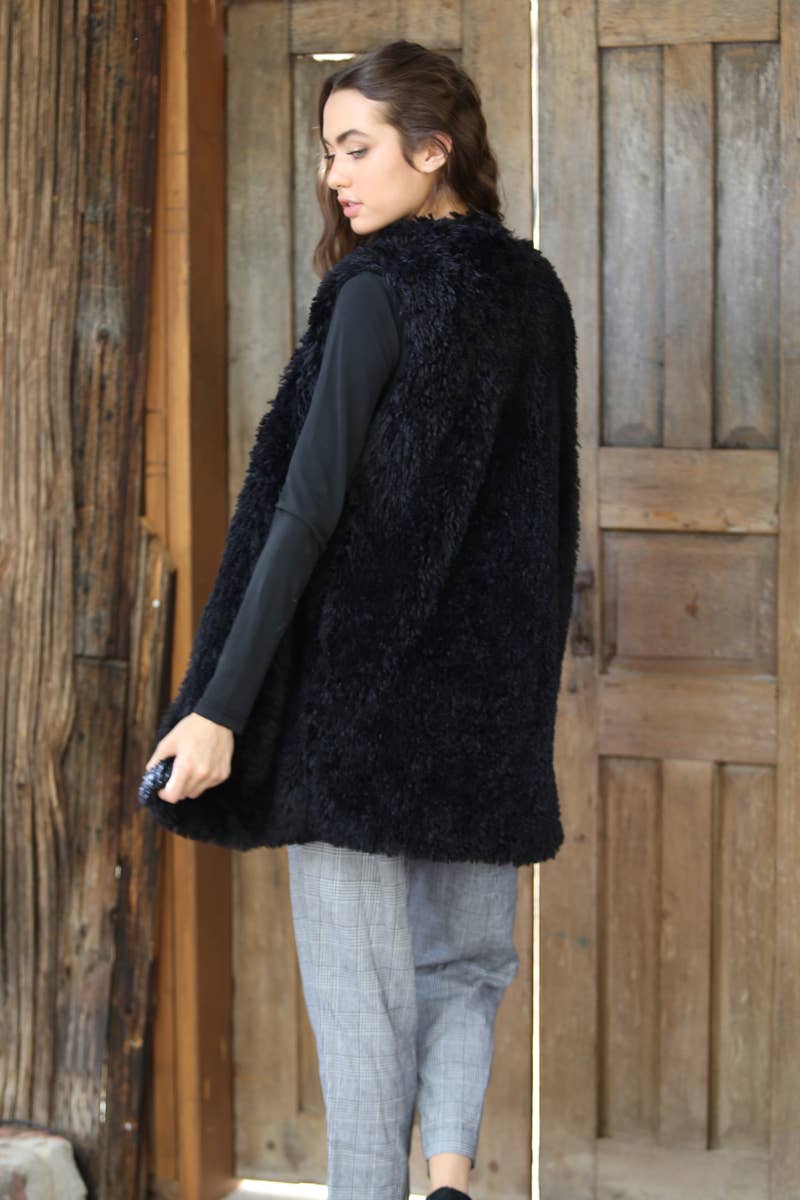 ANGIE - Wholesale Outerwear Vest - Women's - SJ812-ASIS FURRY VEST10