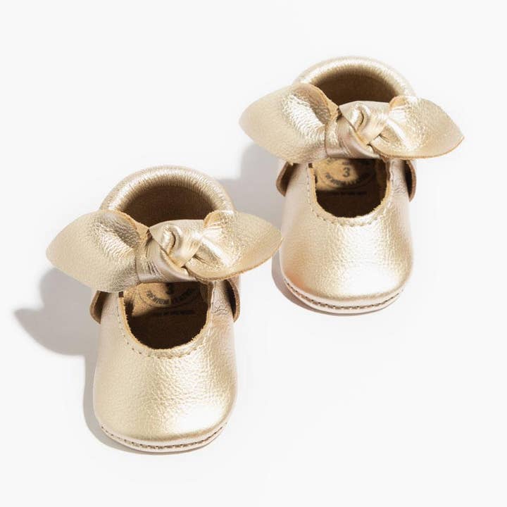 Freshly Picked – wholesale Lära-gå-skor – baby – Platina knuten rosett babysko0