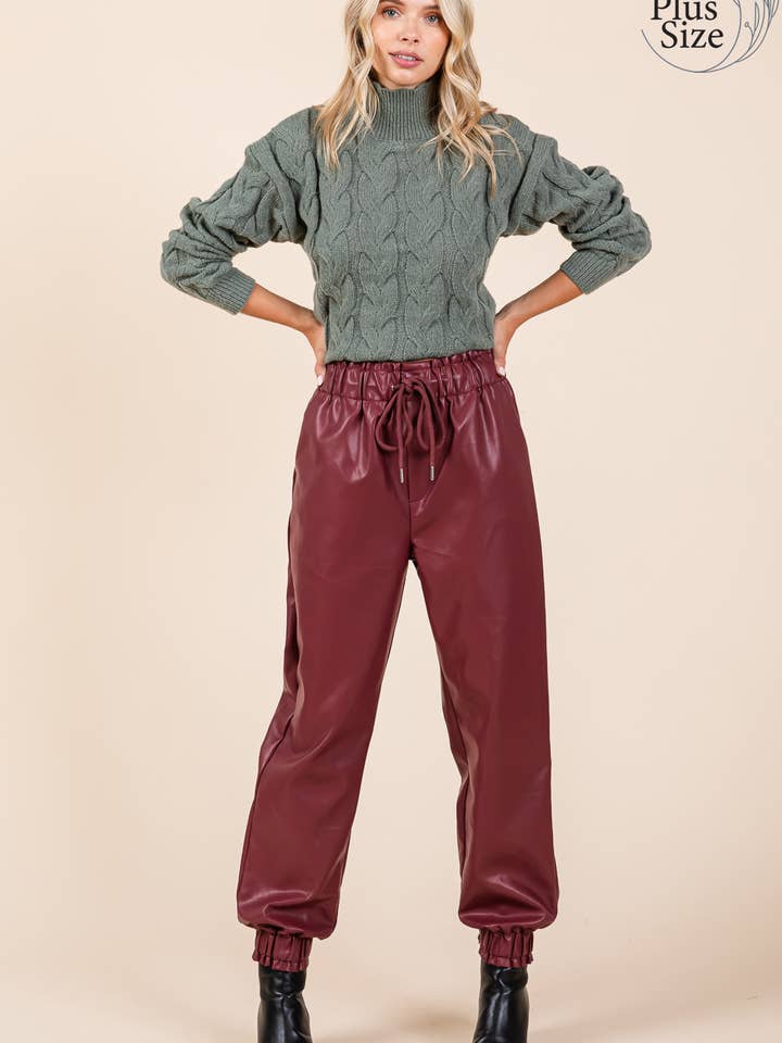 Plus Faux Leather Jogger Pants, MP50812PL for wholesale by GeeGee x Lovelo