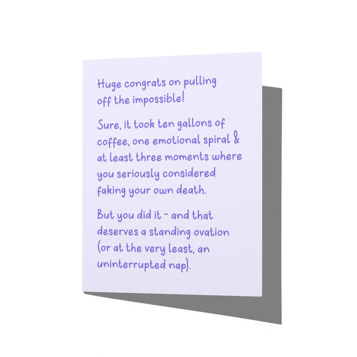 Faking Your Own Death Funny Congratulations Card for wholesale by La Folie Press