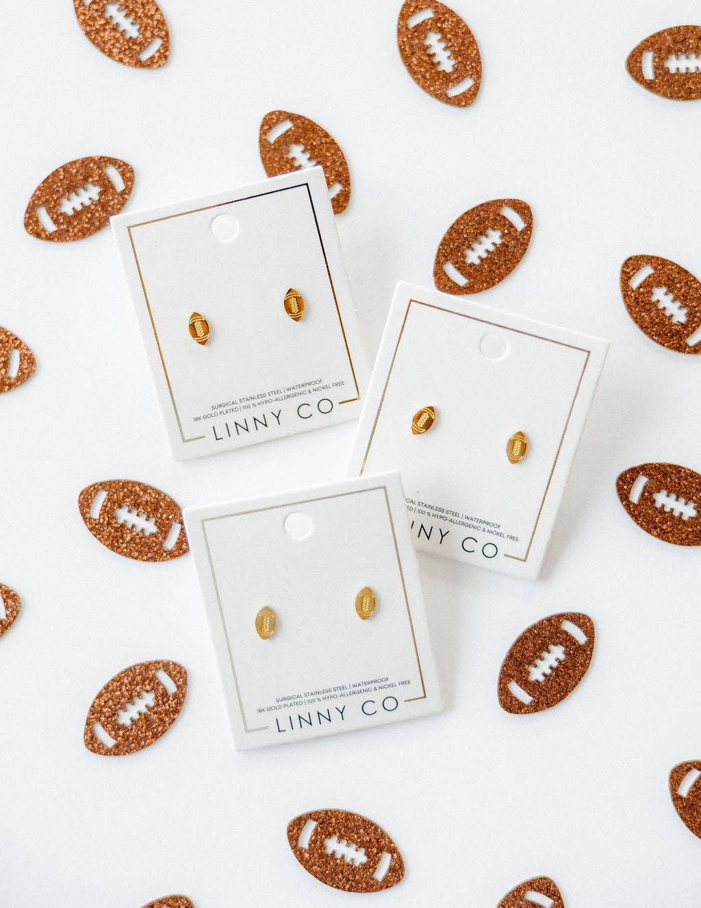 LINNY CO - Wholesale Stud/Post Earrings - Screwback Stud Earrings - Football19
