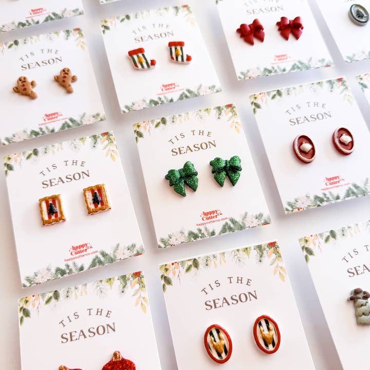 Happy Cutter Co - Wholesale Stud/Post Earrings - Christmas Studs - Classic Red Holiday Bow Stud Earrings3
