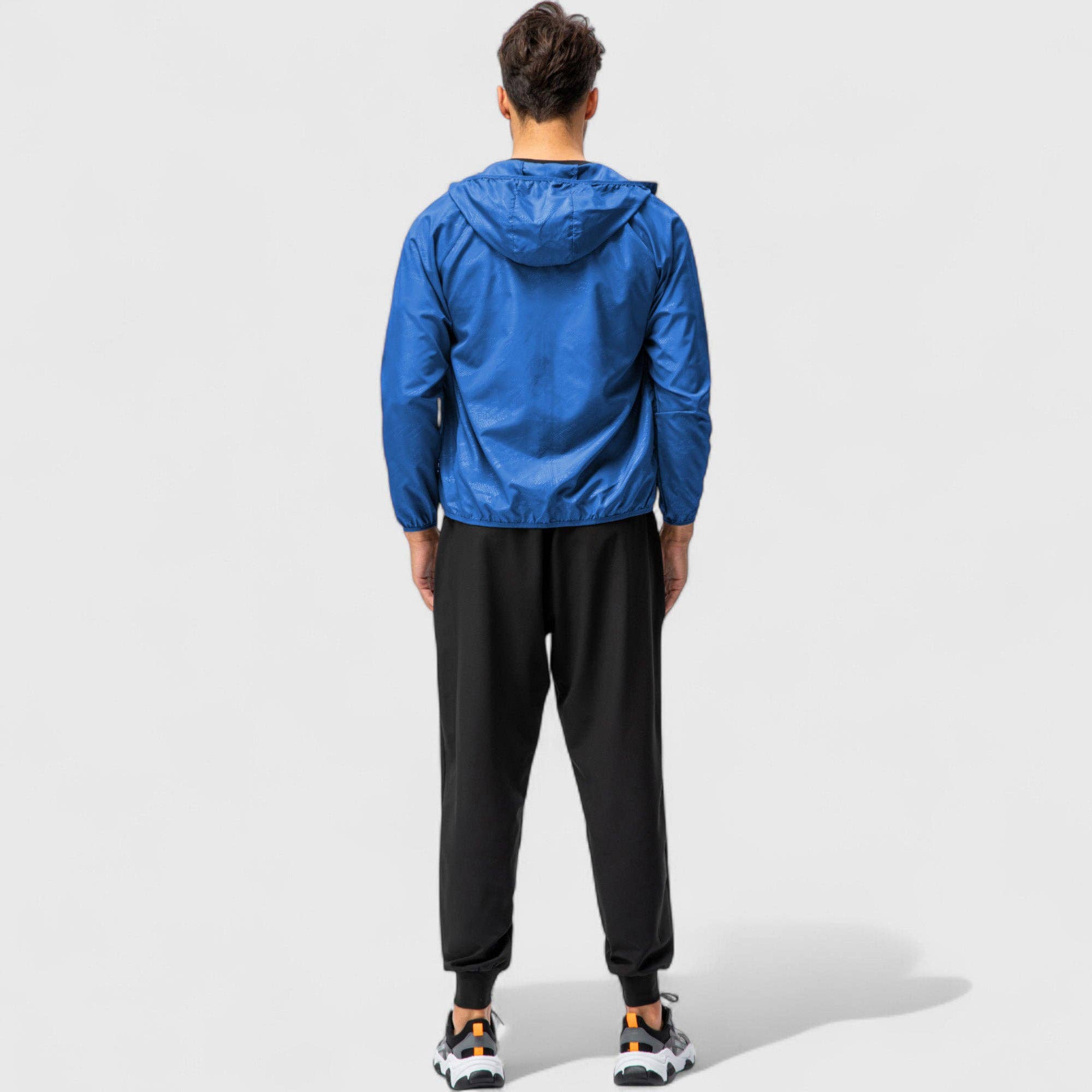 Active by Anna-Kaci - Wholesale Windbreaker - Men's - Men's Full Zip Hooded Windbreaker Jacket with Side Pockets a15