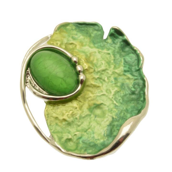 Jungle Green Textured Magnetic Brooch for wholesale by Miss Milly Limited