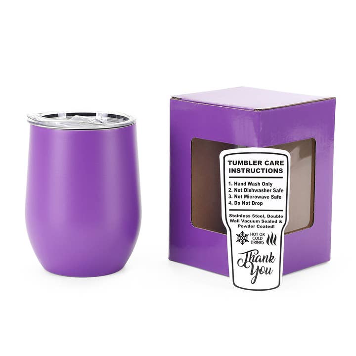 MakerFlo - Wholesale Wine Glass - Makerflo 12 oz Powder Coated Wine Tumbler - Laser Engraving