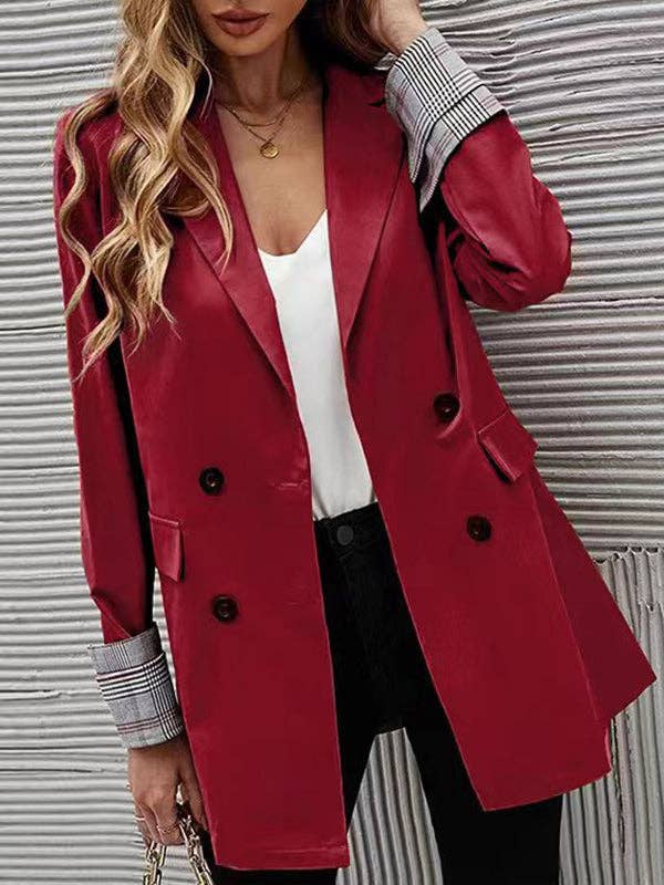VividLux - Wholesale Trench Coat - Women's - Long Sleeves Loose Buttoned Pockets Split-Joint Notched Collar Outerwear Trench Coats7