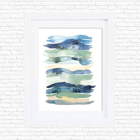 Blå Bølger Abstrakt Kunst Print for engroshandel hos Studio Miller